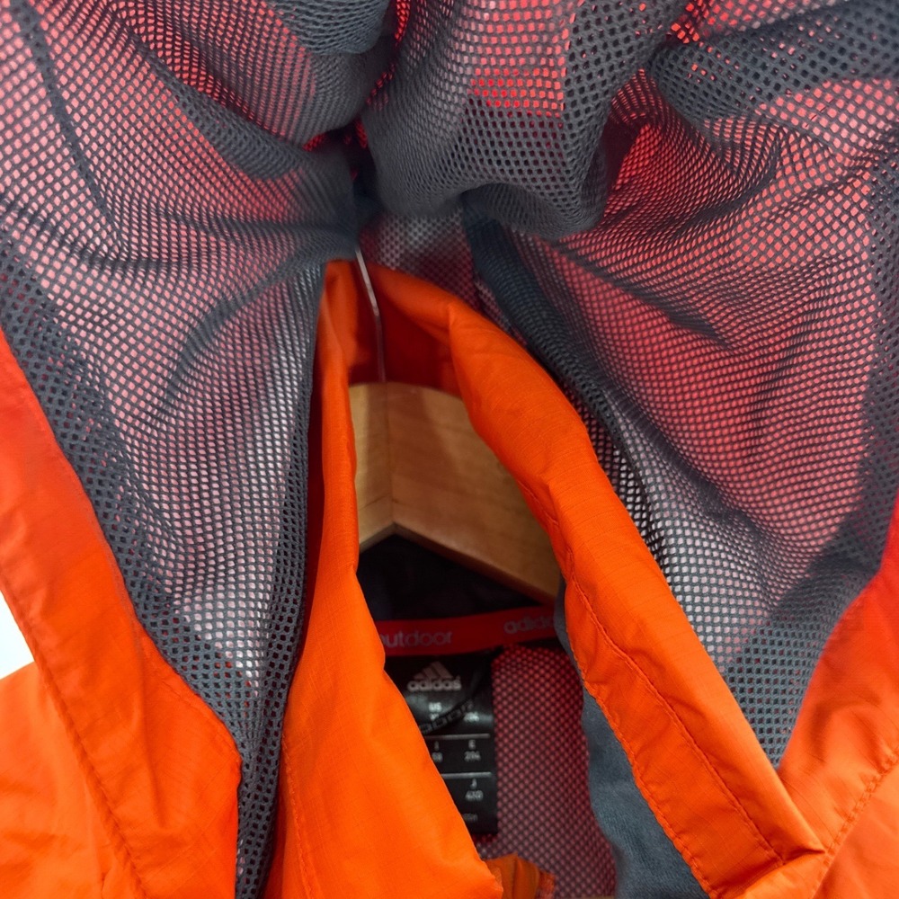 Adidas Mens Windbreaker Rain Jacket XL Orange Outdoor Hiking ClimaProof Full Zip - Picture 7 of 12